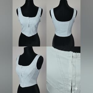 Roma Studio Stretchy Jean Corset/ Halter Top Light Wash By Rosee